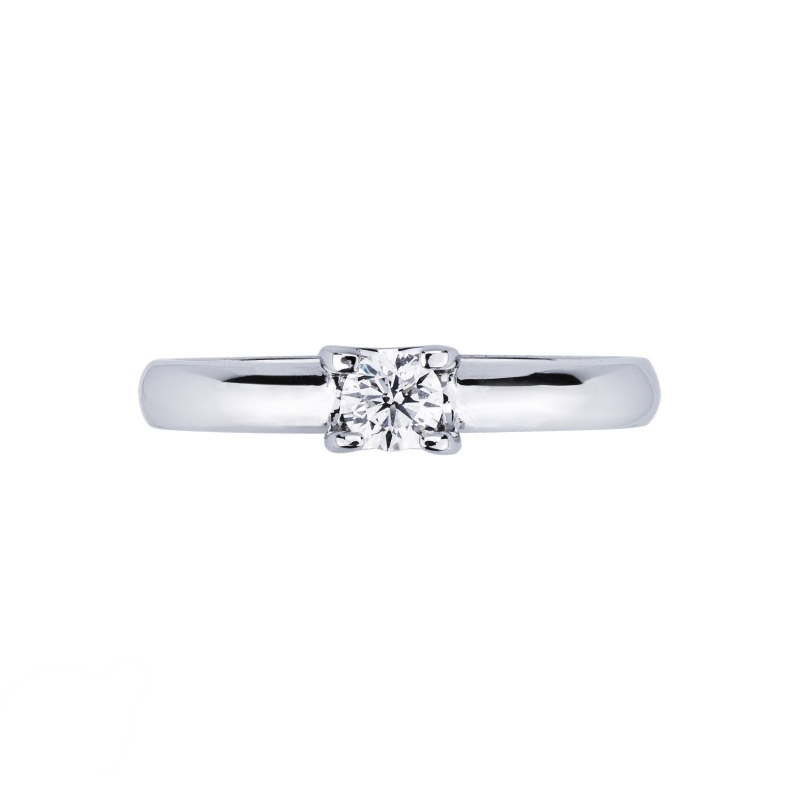 Solitaire diamant 0.25 ct or blanc 18k à 4 griffes 