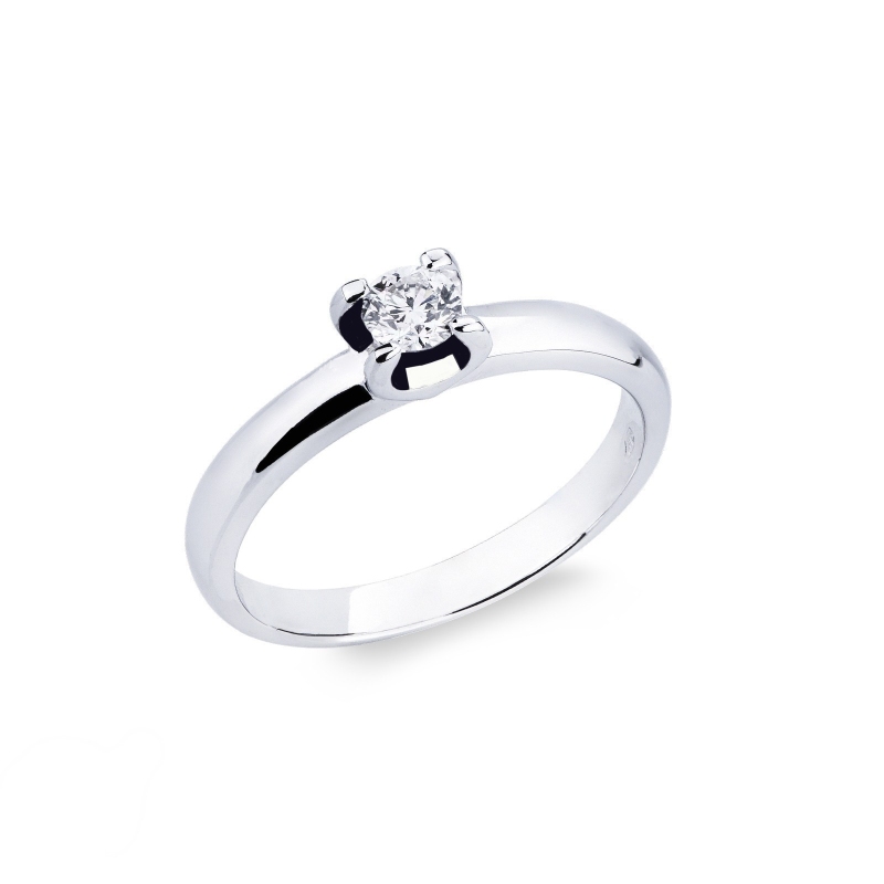 Solitaire diamant 0.25 ct or blanc 18k à 4 griffes 