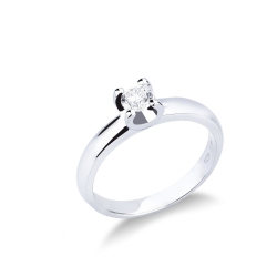 Bague solitaire or blanc 18k avec diamant 0,30 ct