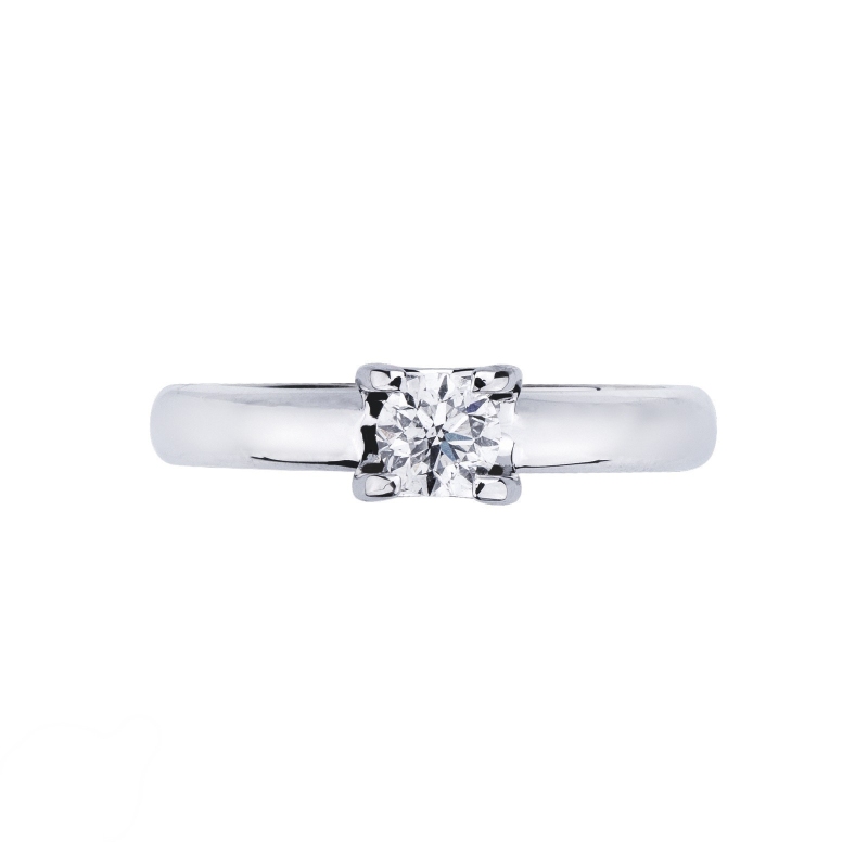 Solitaire or blanc et diamant 0.40 ct