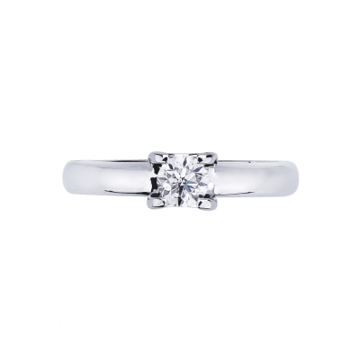 Solitaire or blanc et diamant 0.40 ct