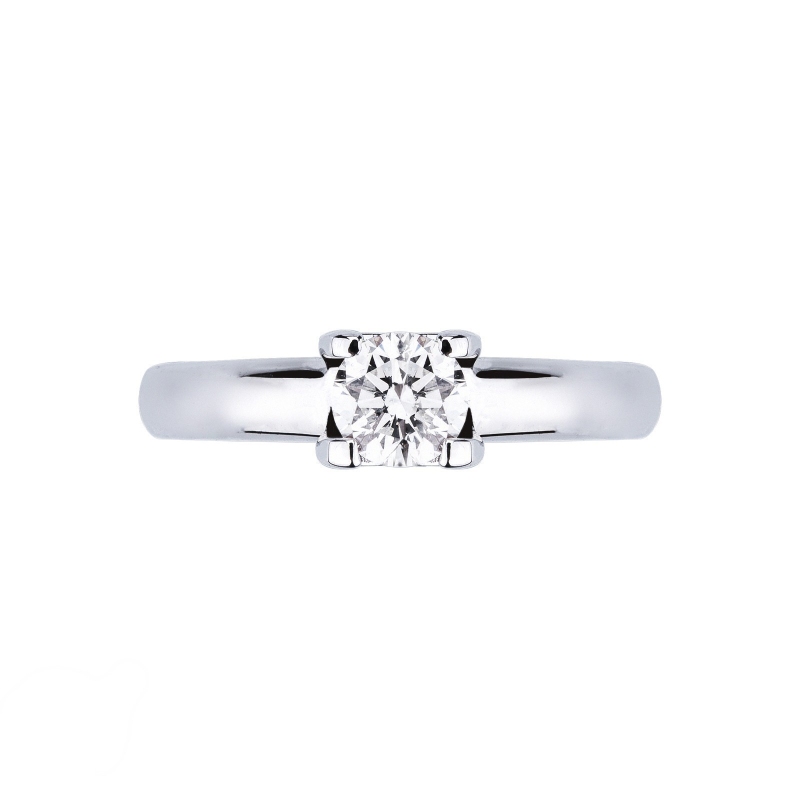 Bague or blanc 18k solitaire diamant 0.50 ct 