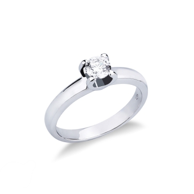 Bague or blanc 18k solitaire diamant 0.50 ct 