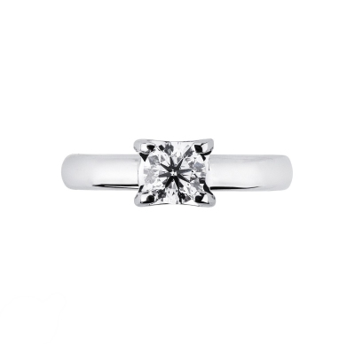 Solitaire bague or blanc 18k avec diamant 0,70 ct