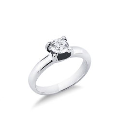 Solitaire bague or blanc 18k avec diamant 0,70 ct