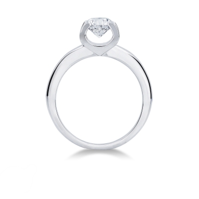 Bague solitaire ligne classique en or blanc 18 carats avec diamant 1 ct