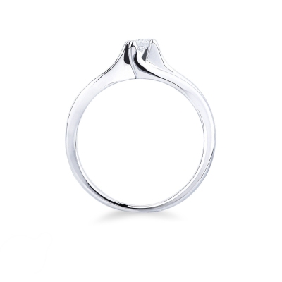 Solitaire bague en or blanc 18 ct avec diamant 0,10 ct