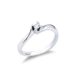 Solitaire bague en or blanc 18 ct avec diamant 0,10 ct