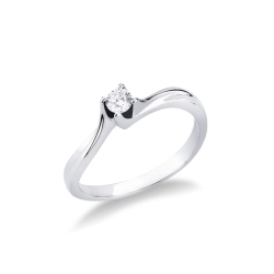 Bague or blanc solitaire diamant 0.15 ct