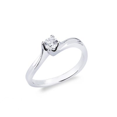 Bague de fiançailles or blanc 750 diamant 0.25 ct