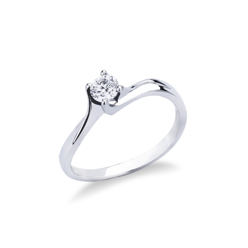Bague de fiançailles diamant 0.30 ct or blanc 18k