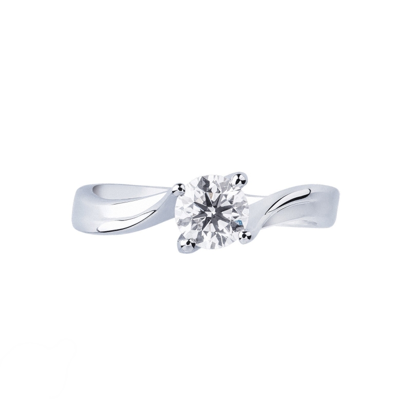 Solitaire or blanc 18k avec diamant 0.70 ct