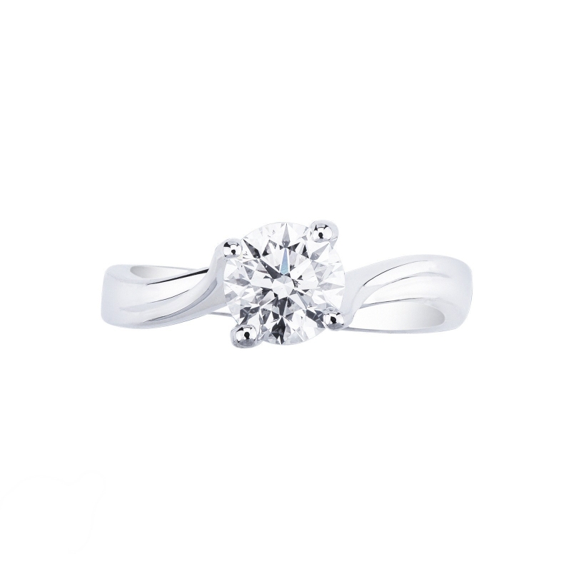 Bague solitaire en or blanc 18 carats avec diamant 1ct