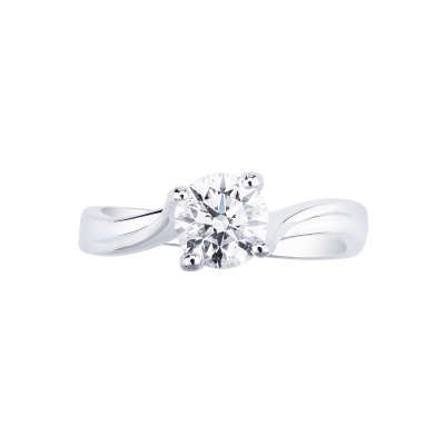 Bague solitaire en or blanc 18 carats avec diamant 1ct