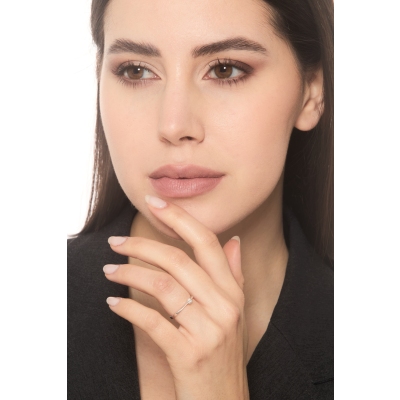 Bague Solitaire Valentin, Diamant 0,10 ct & Or Blanc 750