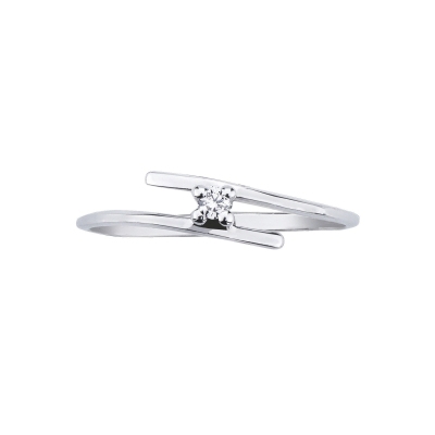 Bague solitaire en or blanc 18k avec diamant 0,04 ct