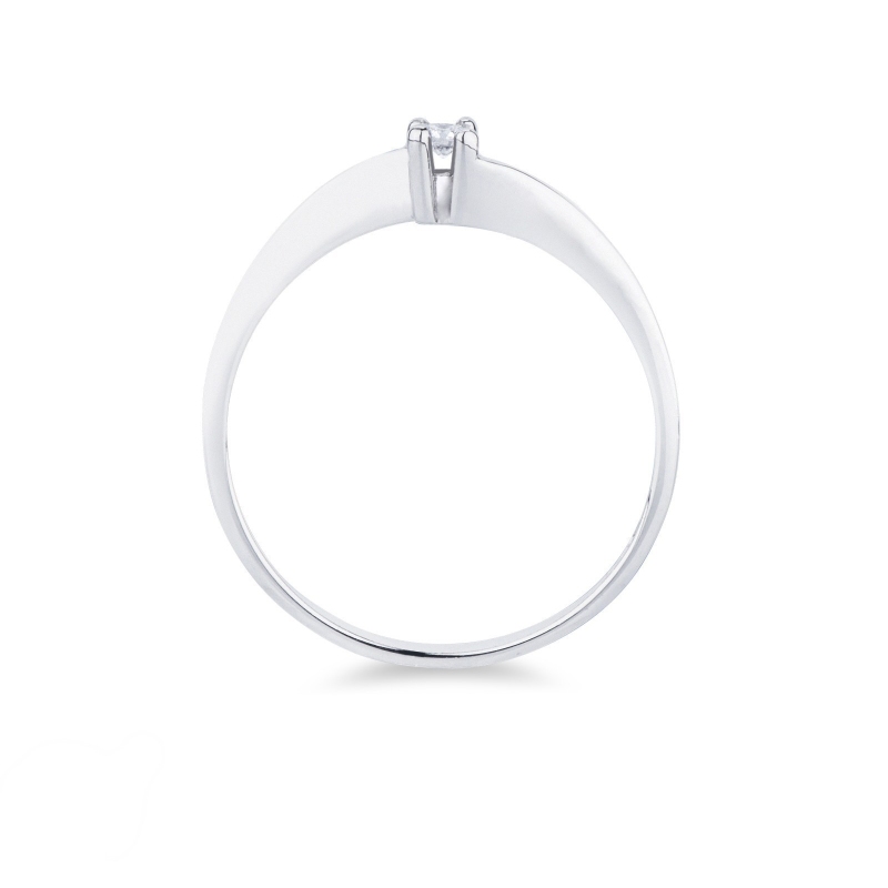 Bague solitaire en or blanc 18 carats avec diamant 0,04
