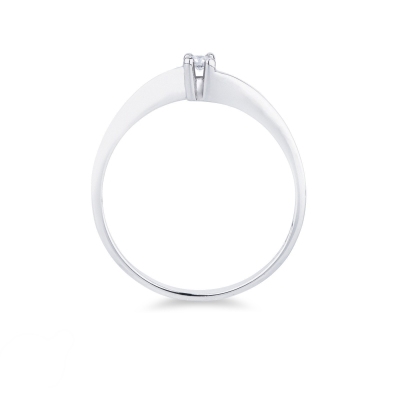 Bague solitaire en or blanc 18 carats avec diamant 0,04