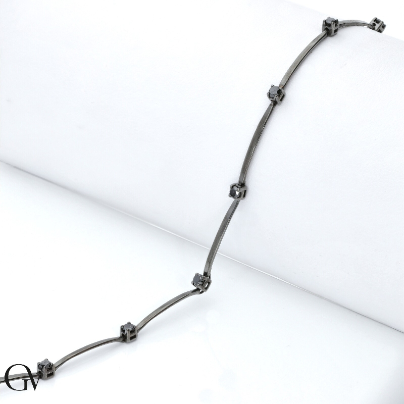Bracelet homme en or 18 carats entièrement bruni avec diamants noirs