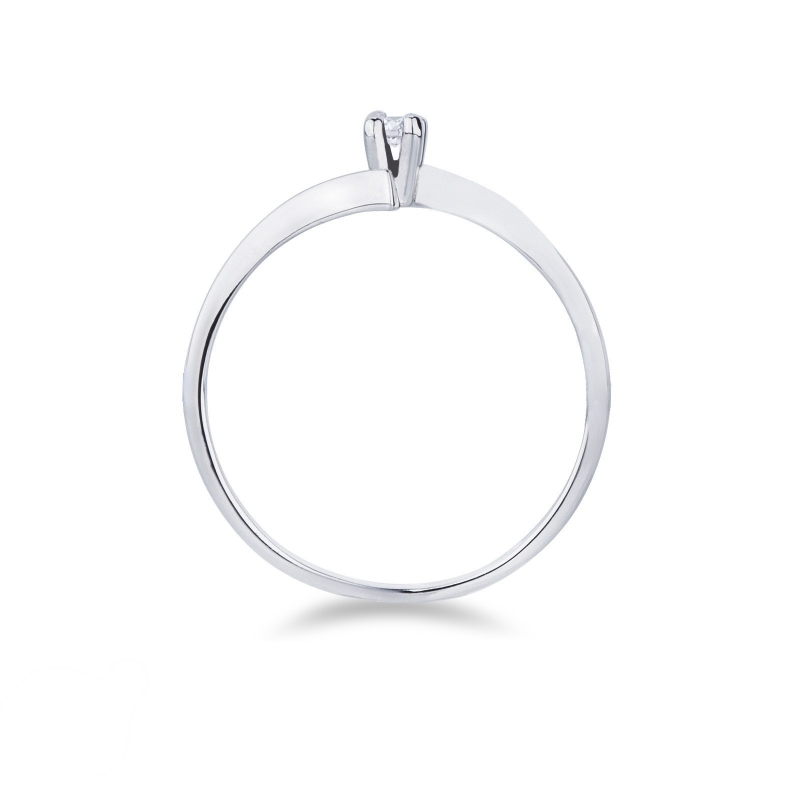 Bague Solitaire en Or Blanc 18k avec Diamant Taille Brillante 0.04 ct