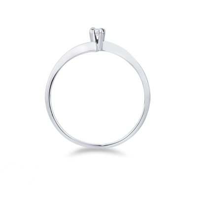 Bague Solitaire en Or Blanc 18k avec Diamant Taille Brillante 0.04 ct