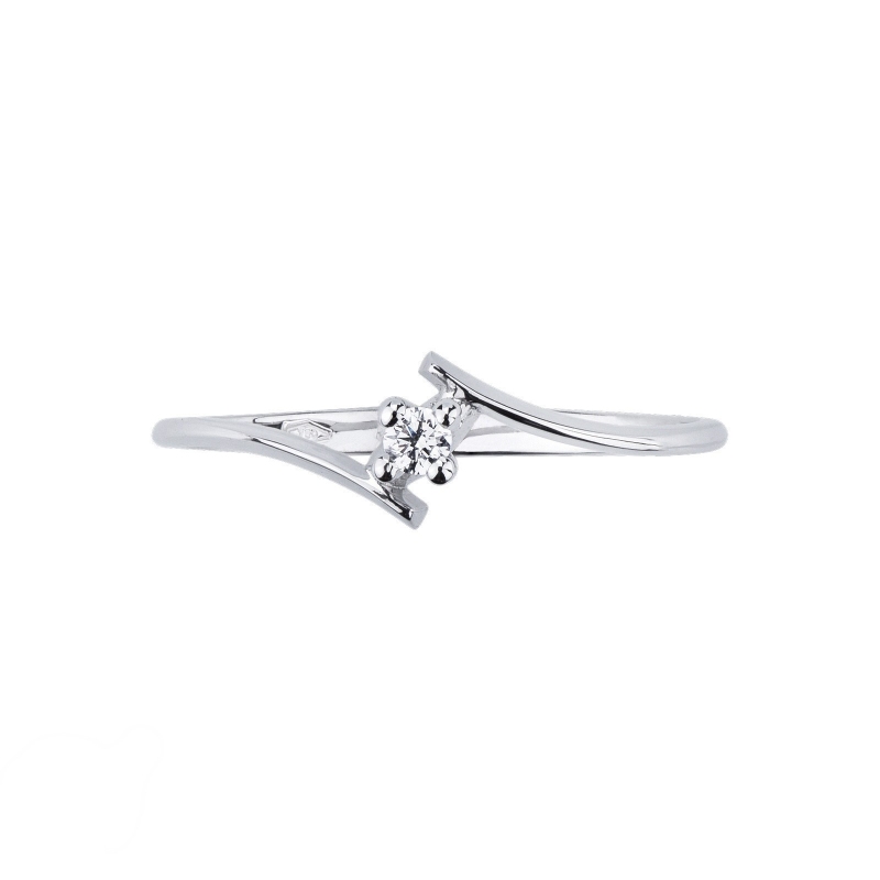 Bague Solitaire en Or Blanc 18k avec Diamant Taille Brillante 0.04 ct