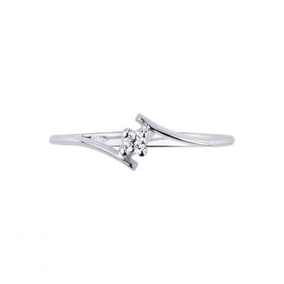 Bague Solitaire en Or Blanc 18k avec Diamant Taille Brillante 0.04 ct