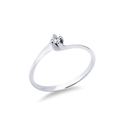 Bague solitaire en or blanc 750 avec brillant 0,04 ct 