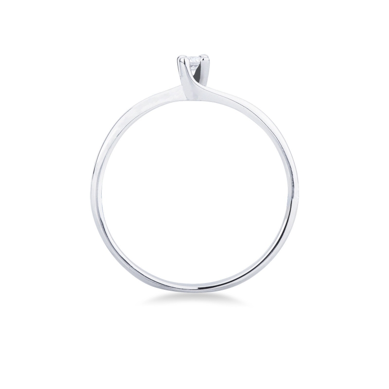 Bague solitaire en or blanc 750 avec diamant 0,04 ct