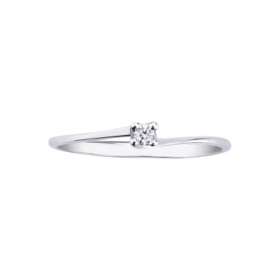 Bague solitaire en or blanc 750 avec diamant 0,04 ct