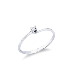 Bague solitaire en or blanc 750 avec diamant 0,04 ct