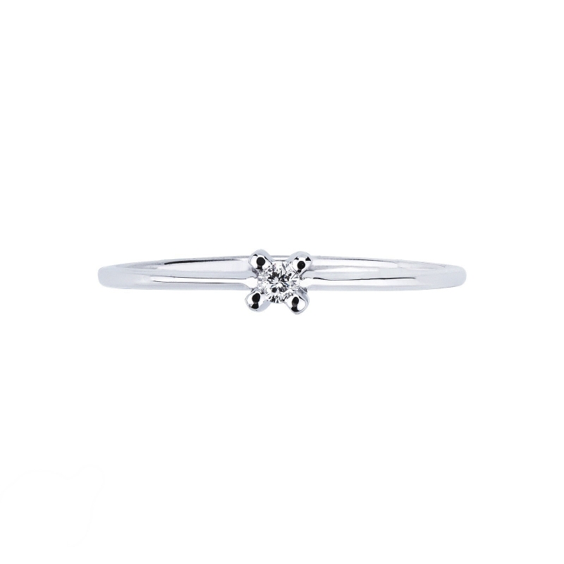 Bague 0.04 ct  solitaire en or blanc 18 carats avec diamant 