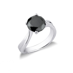 Bague solitaire en or blanc 18 carats avec diamant noir