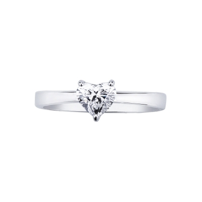Bague diamant taille cœur 0,70 ct GIA en or blanc 18k