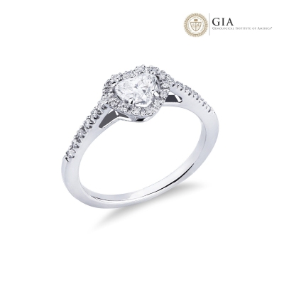Bague taille cœur 0,50 ct GIA en or blanc 18k