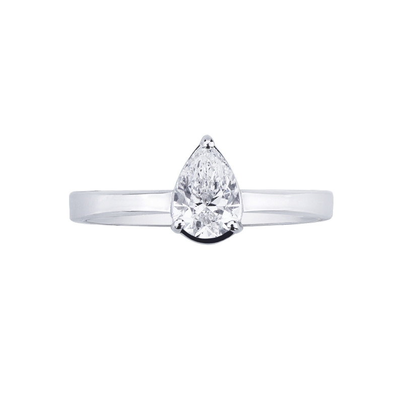 Bague avec diamant taille goutte 0,50 ct GIA en or blanc 18k