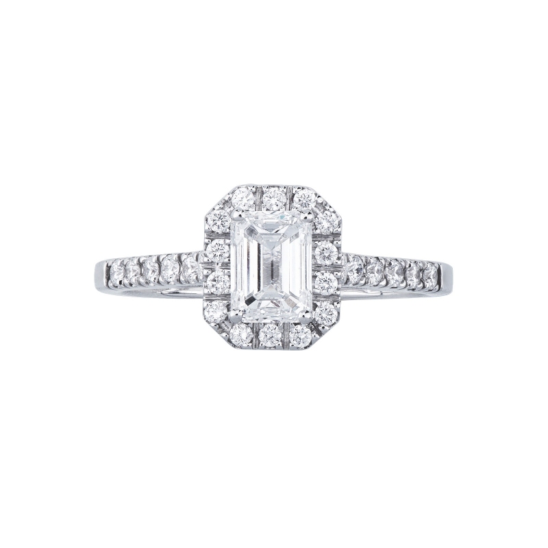 Anneau solitaire or 750 avec diamant émeraude certifié GIA CT.1,00
