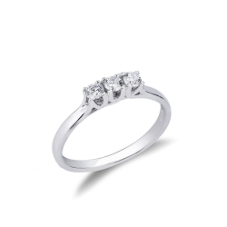 Bague trilogie en or blanc 18k avec diamants 0.25 ct