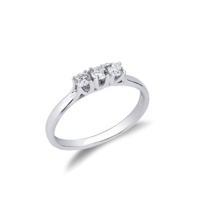 Bague trilogie en or blanc 18k avec diamants 0.25 ct