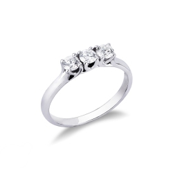 Demi alliance trilogie en or blanc 18k avec diamants 0.60 ct 