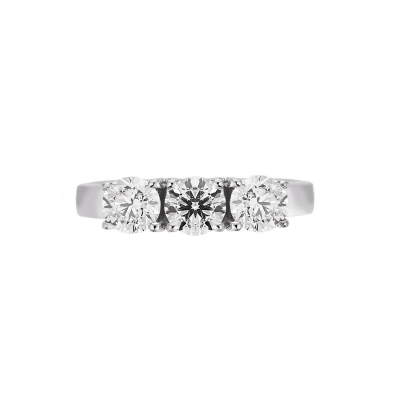 Bague trilogie en or blanc 18k avec diamants 1.20 ct