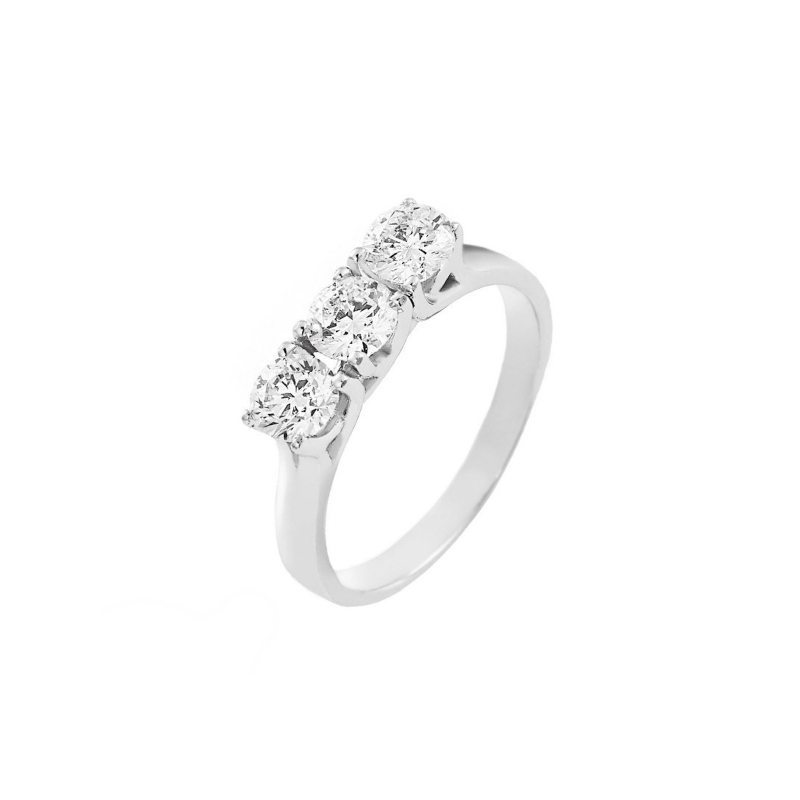 Bague trilogie en or blanc 18k avec diamants 1.20 ct