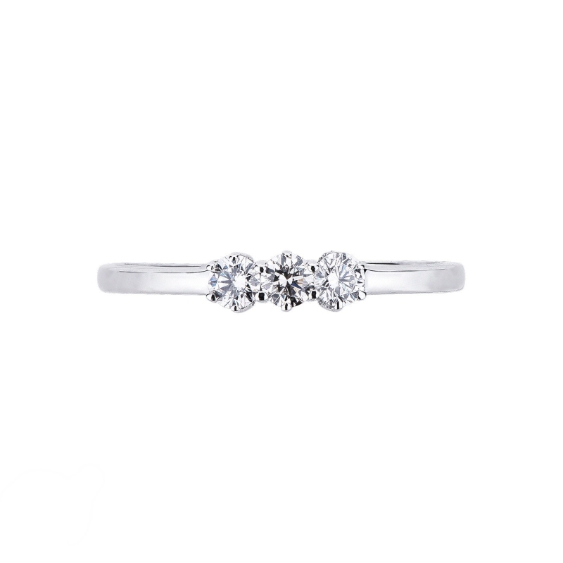 Bague trilogie en or blanc 18k avec diamants 0.15 ct