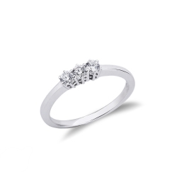 Bague trilogie en or blanc 18k avec diamants 0.15 ct
