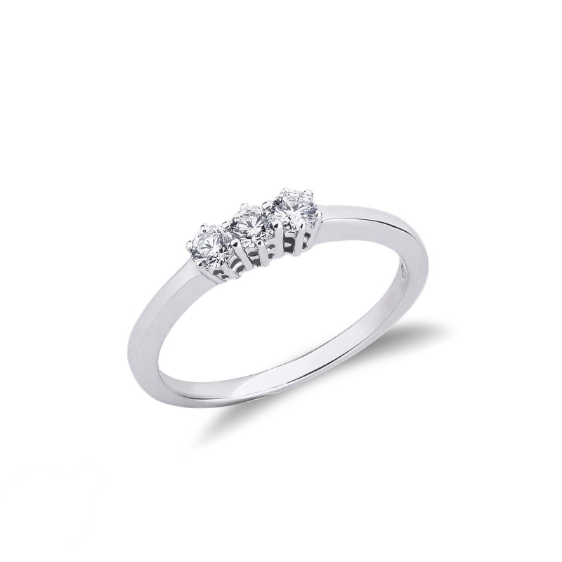 Bague trilogie en or blanc 18k avec diamants 0.15 ct