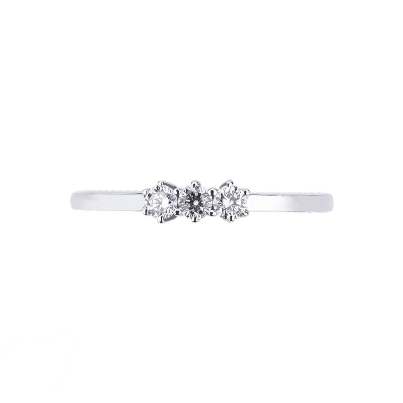 Bague trilogie diamants 0.25 ct or blanc 18k