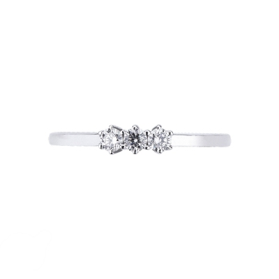 Bague trilogie diamants 0.25 ct or blanc 18k