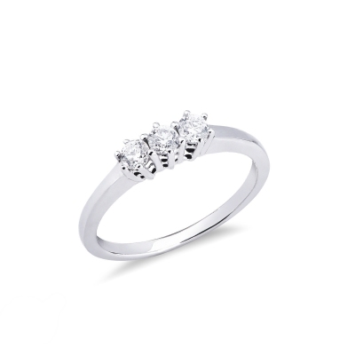 Bague modèle trilogie en or blanc 18k avec 3 diamants
