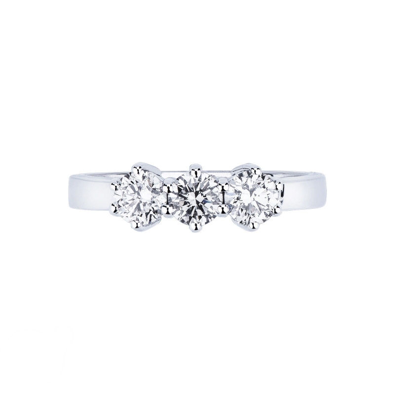 Bague 3 pierres de 0.75 ct en or blanc 18k 