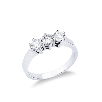 Bague trilogy en or blanc 18k avec diamants 0.80 ct
